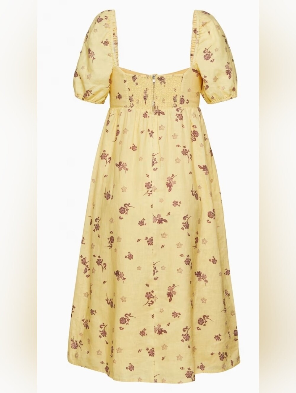 Wilfred Yellow Floral Puff Sleeve Midi Dress - Picture 2 of 2